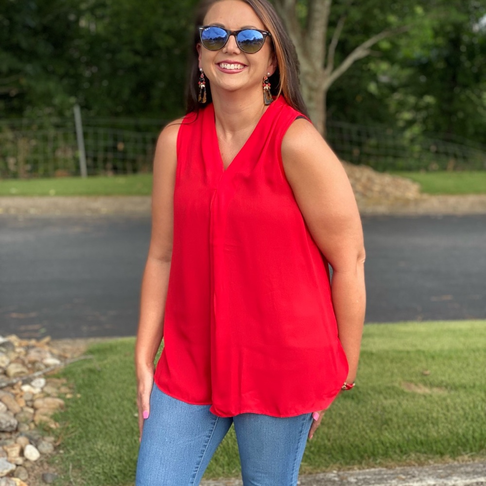 Bright Red Sheer Tank